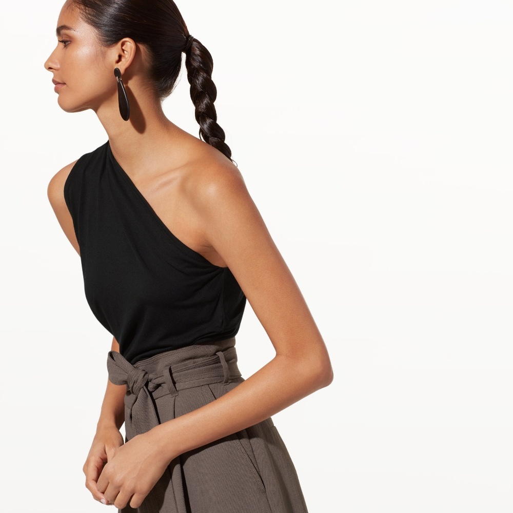Artizia Babaton Taddeo One Shoulder Black Tank Top
